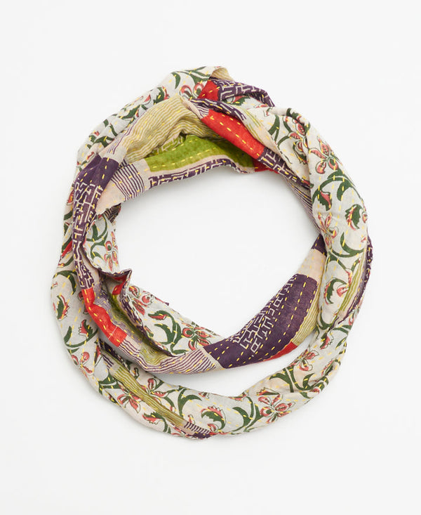 soft cotton infinity scarf handmade using recycled vintage saris sustainably sourced from Ajmer, India
