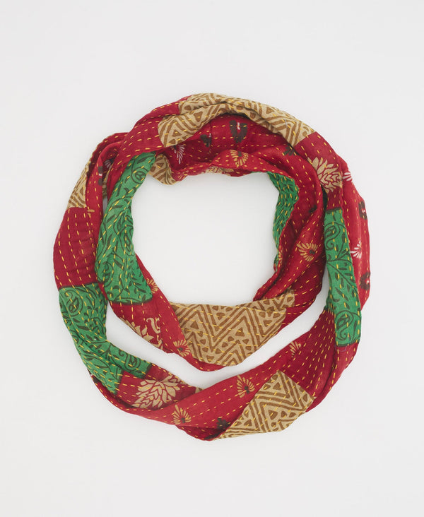 Handmade traditional red and green cotton scarf