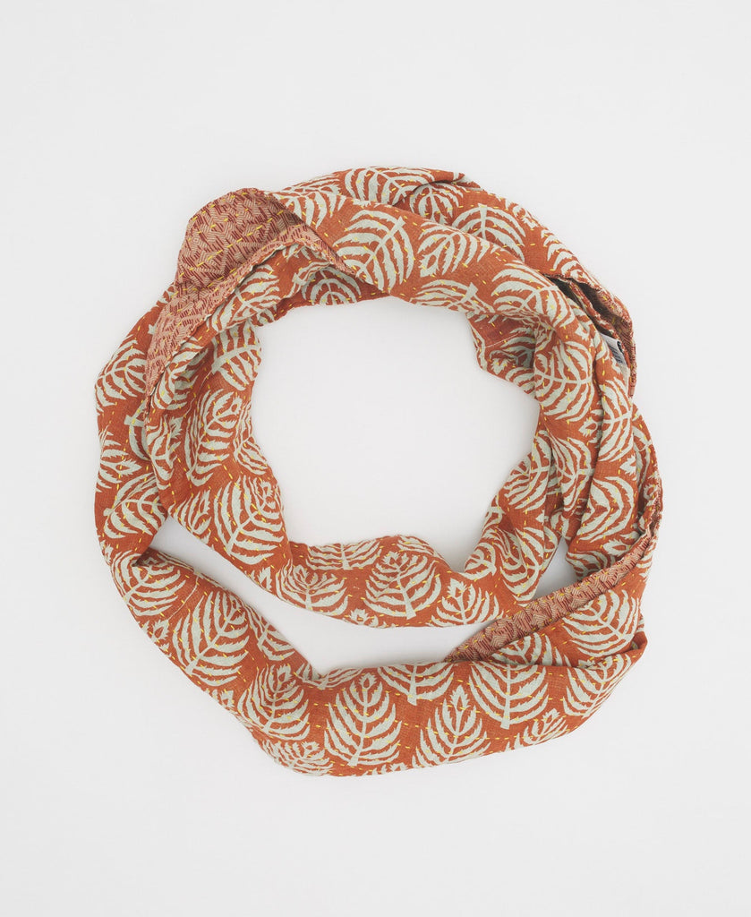 Orange and cream traditional cotton infinity scarf