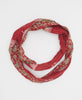 red and white floral cotton infinity scarf made of recycled vintage saris