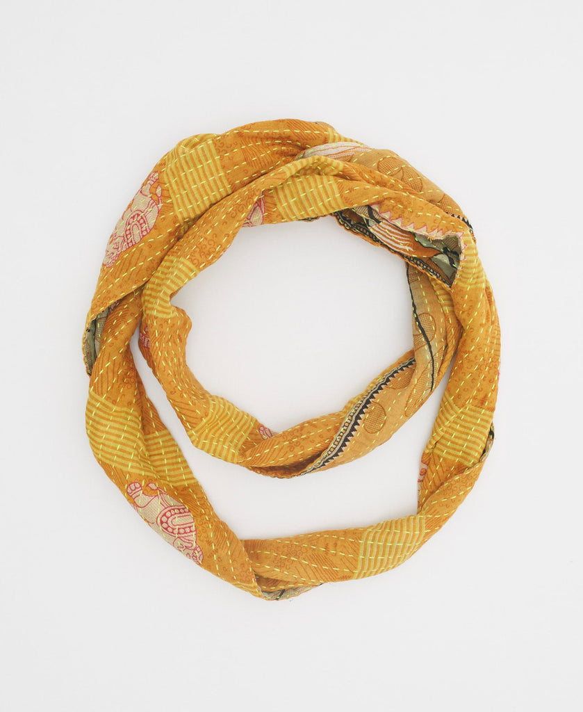 sustainably made yellow and orange cotton infinity scarf