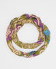 green, purple, and blue soft cotton infinity scarf with swirling patterns