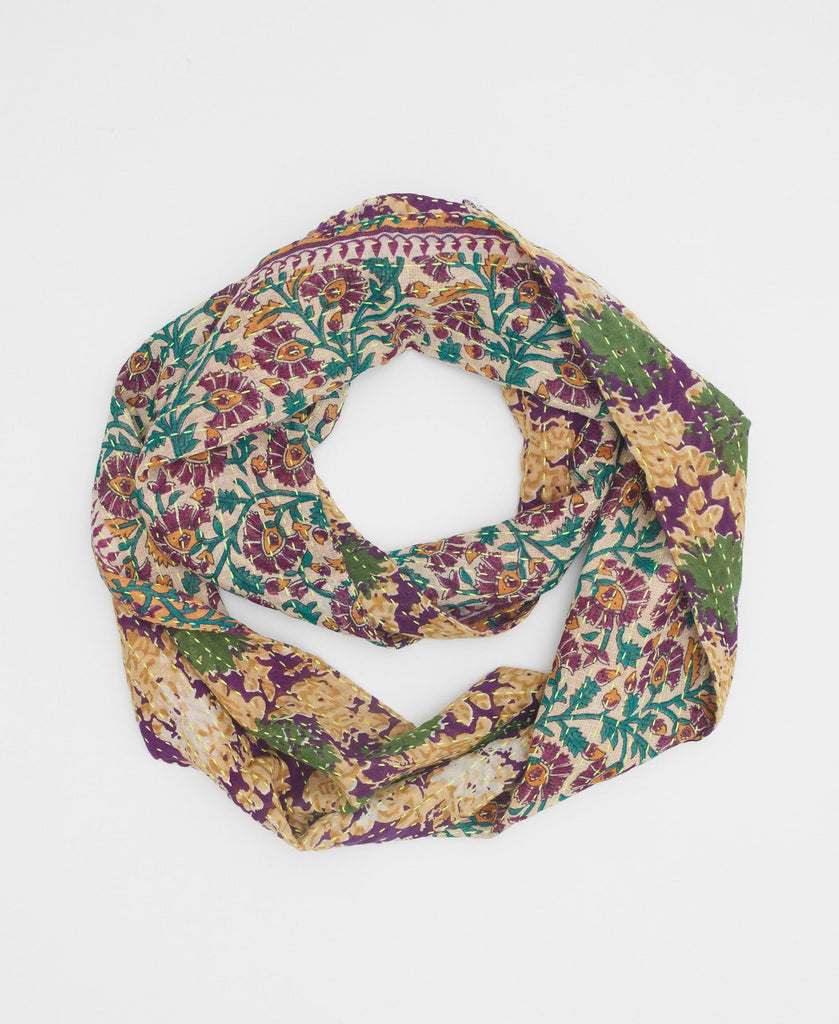 Anchal infinity scarf with purple floral patterns