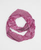fuchsia floral infinity scarf with yellow traditional kantha stitching  