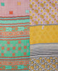 bold patterned kantha quilt throw made from recycled cotton saris