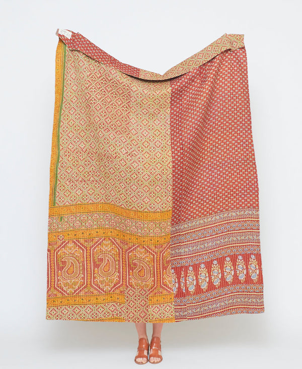 handmade kantha quilt made from traditional printed cotton saris
