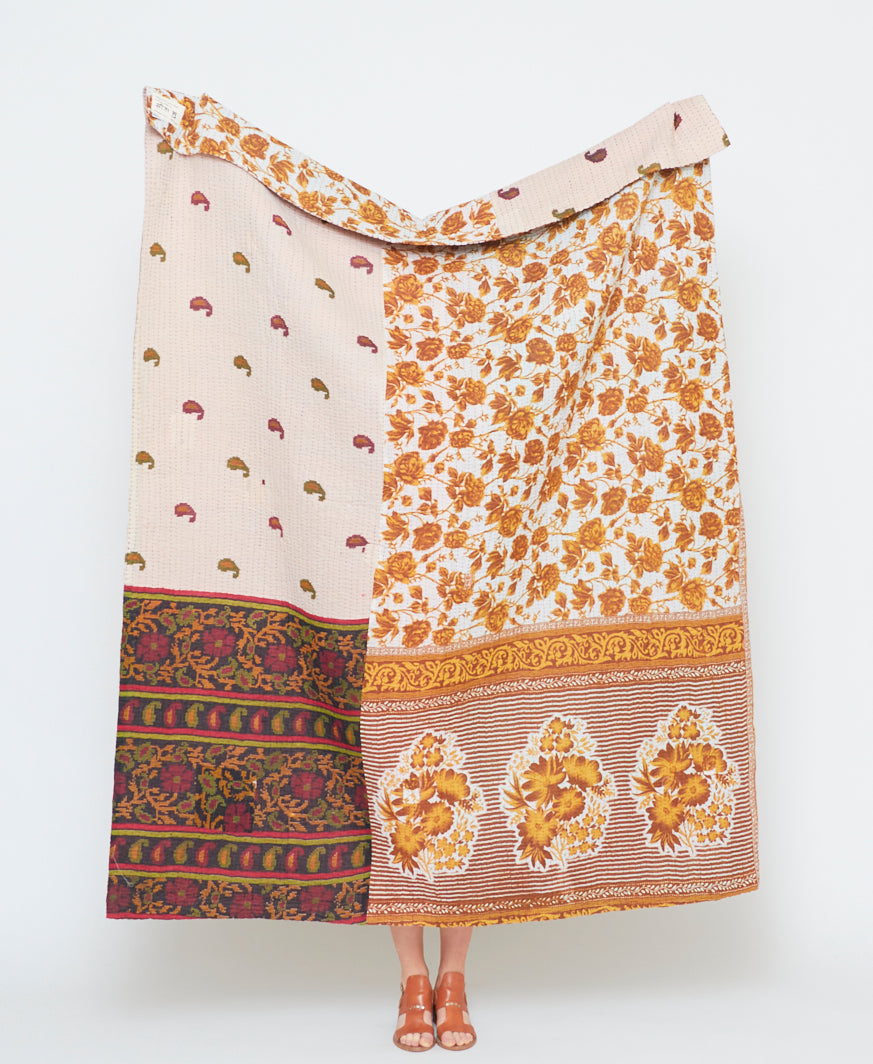 Orange kantha online quilt