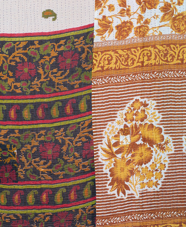 handmade floral kantha quilt made in a Fair Trade workshop in India