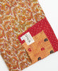 handmade yellow and orange floral kantha quilt made in India