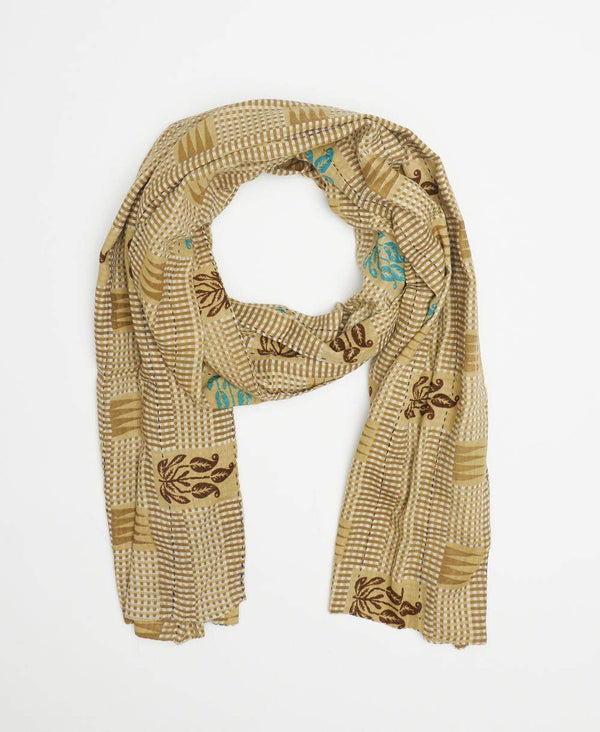 Handmade straight scarf with muted geometric designs