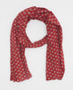 Burgundy eco friendly straight scarf  featuring traditional kantha stitching 