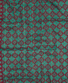 dark red straight scarf featuring a teal pattern artisan made 