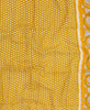 Artisan made yellow scarf with a small white print  and burgundy traditional  kantha stitching 