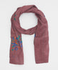 Purple ecofriendly scarf created using upcycled vintage saris 