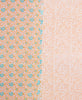 Blue and orange contrasting print artisan-made throw quilt 