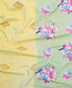 Yellow and sage quilt throw featuring a butterfly print and kantha stitching 