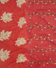 Red small quilt throw created using repurposed vintage saris 