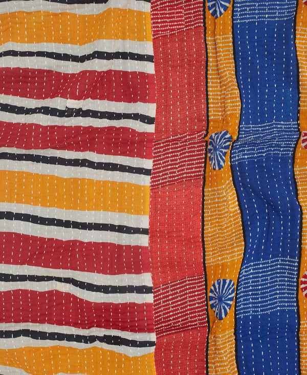 orange, red, and blue sustainably made kantha quilt 