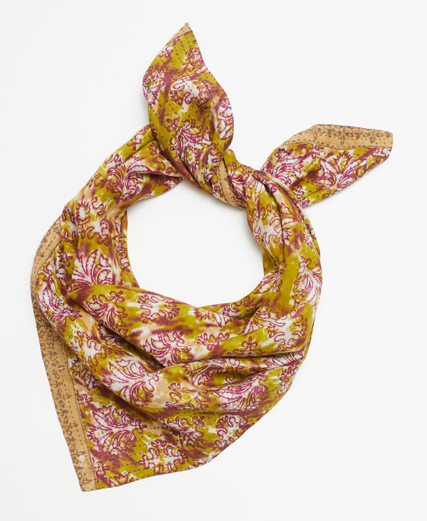 handmade cotton square scarf made of upcycled vintage cotton sari fabric from Ajmer, India