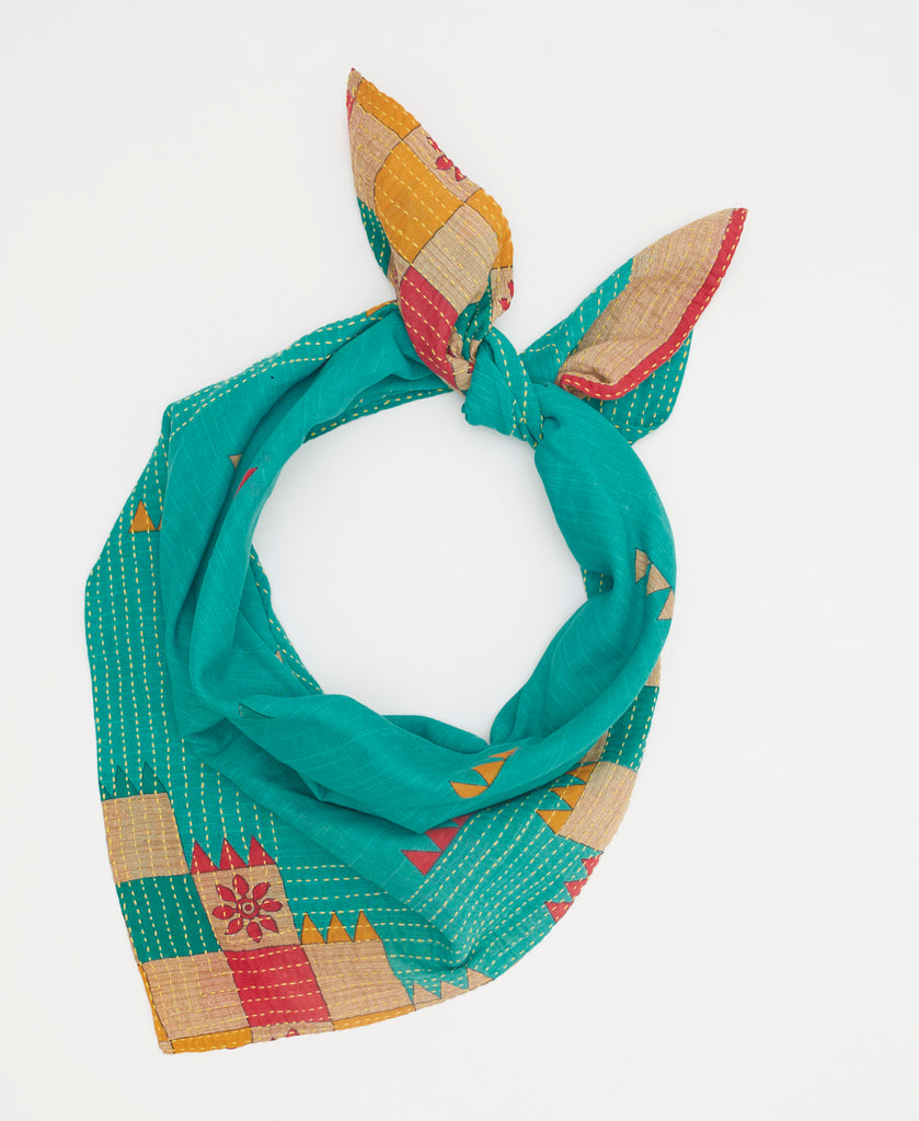 one of a kind ecofriendly scarf created using upcycled vintage saris 