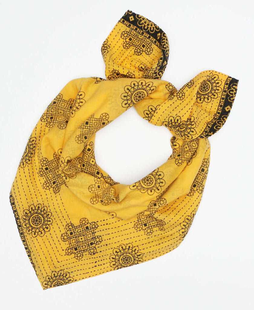 Bright yellow colored cotton large bandana scarf 