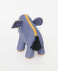 Blue and gold colored elephant made from organic cotton and features a black tassel tail for a fun detail