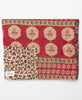 mixed pattern handmade kantha quilt in black and red geometric print