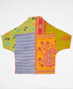 Bold colorful abstract print artisan-made cocoon jacket featruing Kantha stitching 