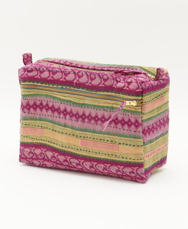 handmade unique magenta striped toiletry bag by Anchal