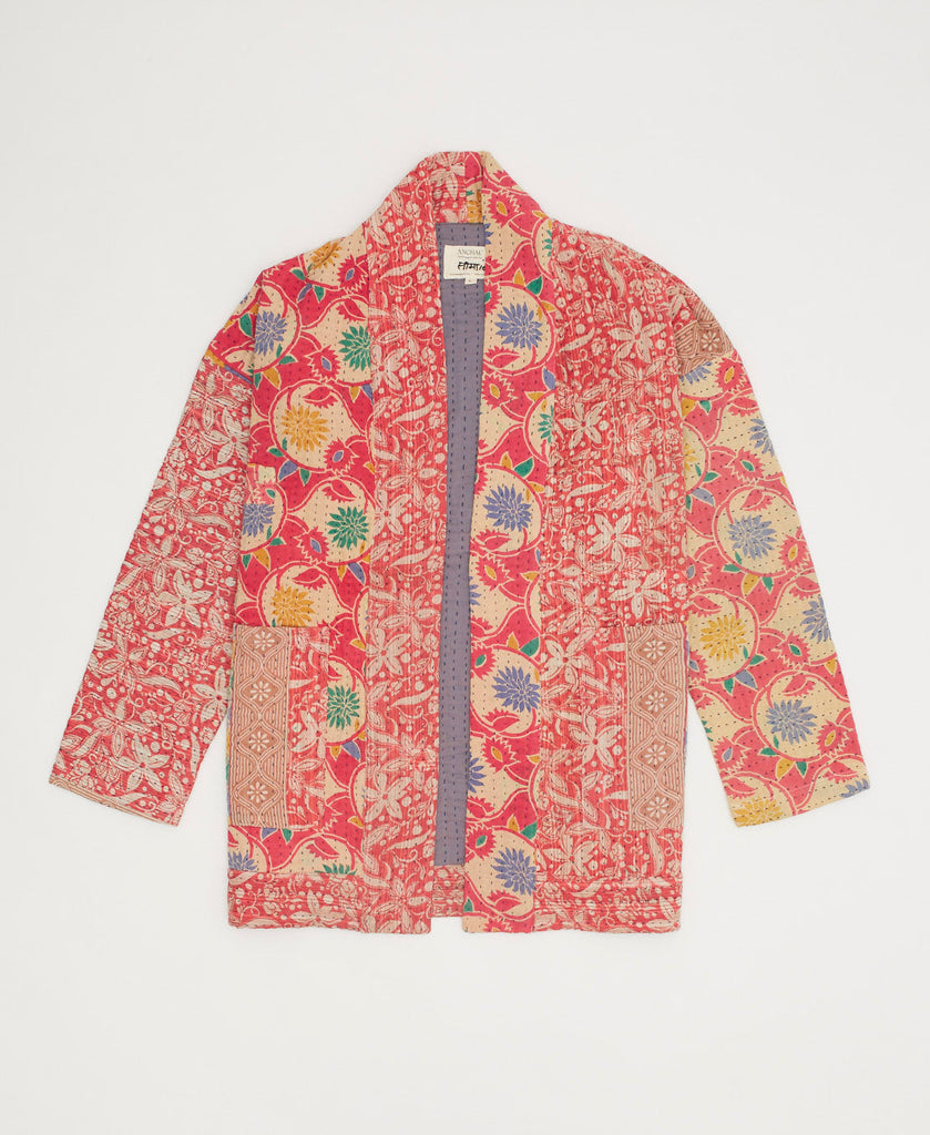 Kantha Open Front Quilted Jacket - Large