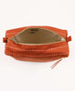Inside view of Large Pin Stitch Toiletry Bag in rust