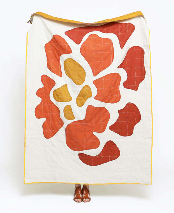 marigold bloom quilt throw by Anchal Project