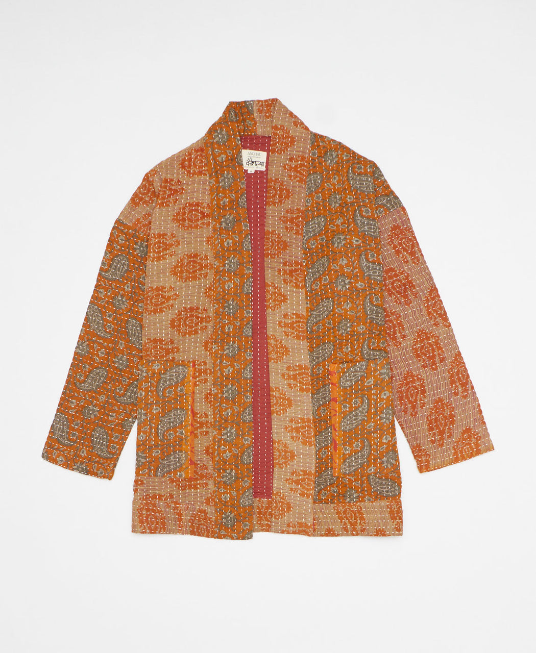 Kantha Open Front Quilted Jacket - Medium