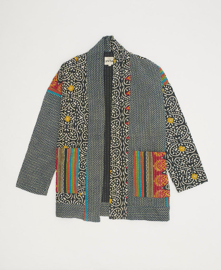 Kantha Open Front Quilted Jacket - Medium