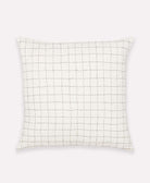 contemporary geometric throw pillow with hand-embroidered grid pattern