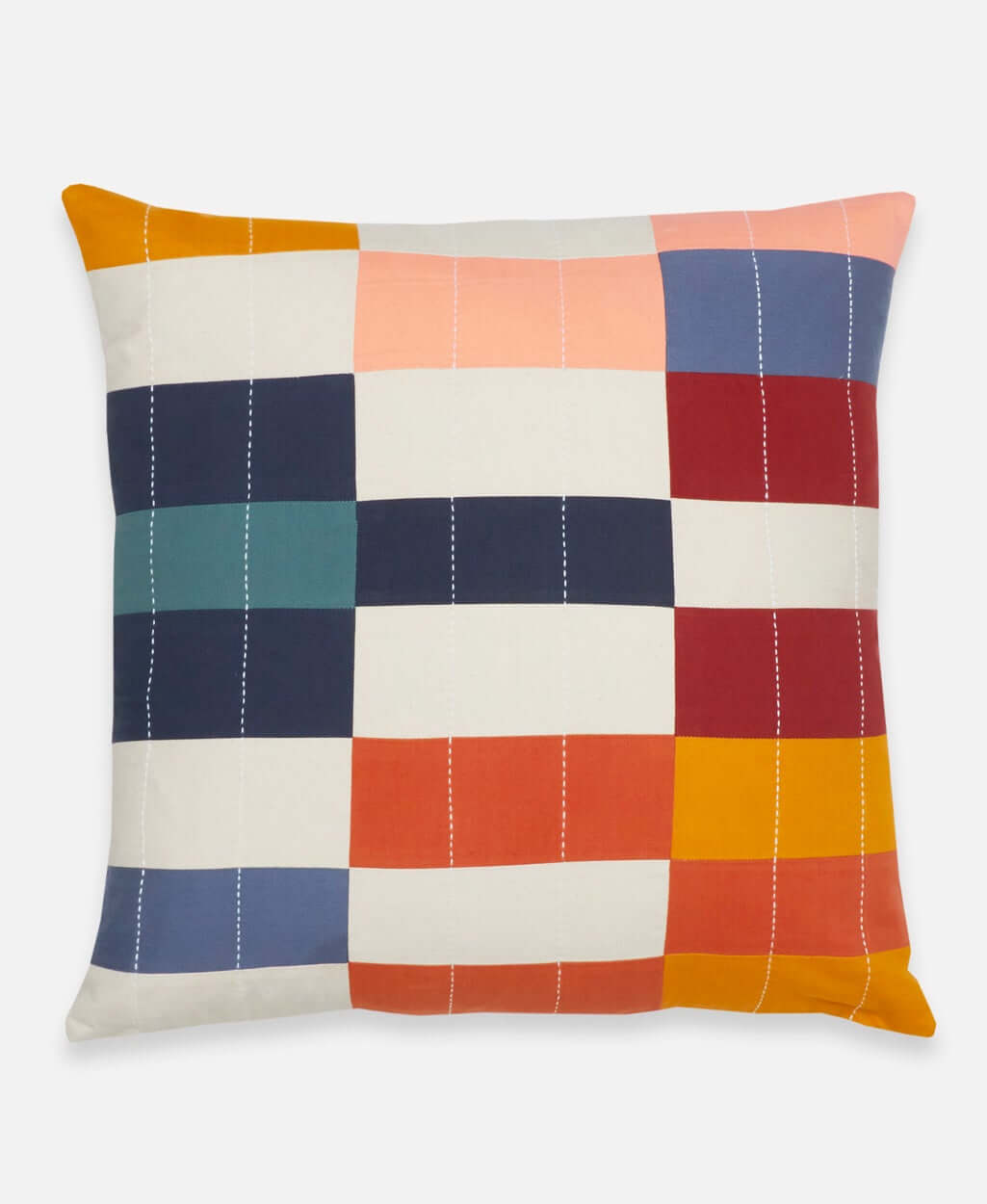 multi colored checkered throw pillow by Anchal