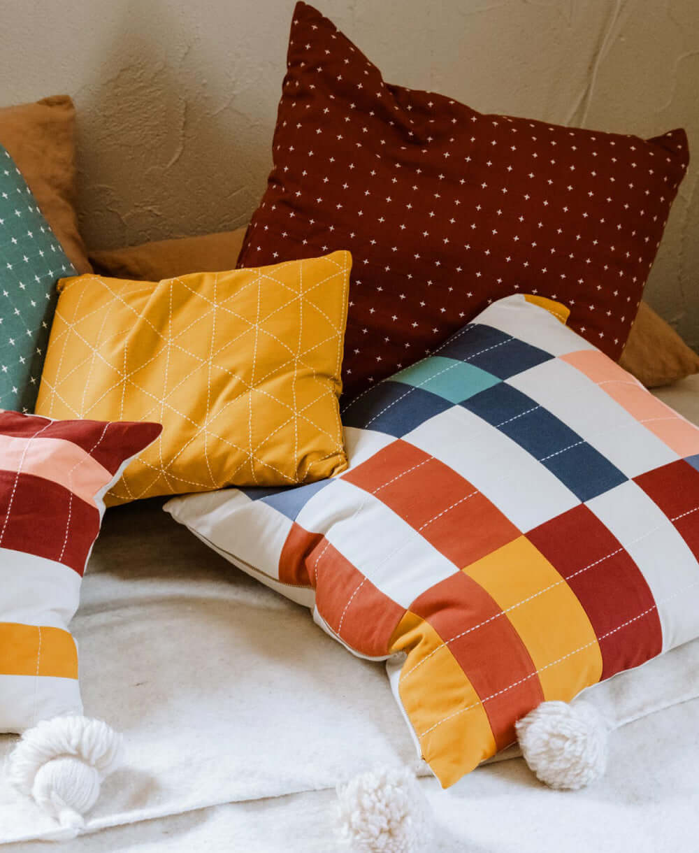 Multi Check Throw Pillow