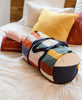 organic cotton twill  barrel shaped duffel bag in checkered rainbow design by Anchal Project