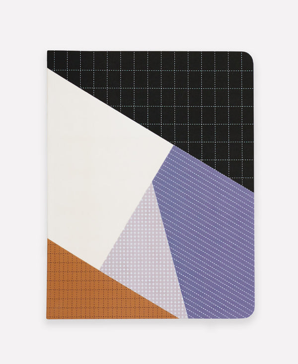 softcover graphic notebook with dotted pages made from recycled paper with Anchal quilt design