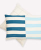 organic cotton cobaly blue and sky blue striped lumbar throw pillow by Anchal Project