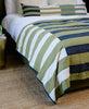 ethically made modern quilt in offset stripe pattern hand-stitched by Anchal artisan team of women in India