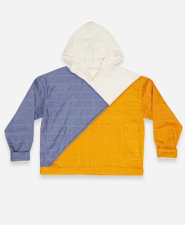 organic cotton patchwork hoodie in mustard by Anchal Project