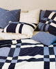 slate and navy blue modern plaid bedding handmade in India by Anchal artisans