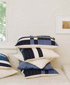 hand-stitched modern throw pillows handmade by all women artisans from organic cotton dyed with AZO free dyes