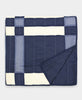 organic cotton plaid navy blue patchwork quilted bedspread handmade in India
