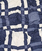 quilted handmade modern kantha quilt with navy blue patchwork plaid pattern