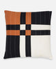 black, ivory and camel plaid throw pillow made from patchwork pieces
