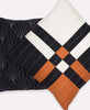 camel and charcoal black basketweave patterned throw pillow by Anchal Project
