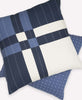 sustainably made throw pillow in navy and slate blue faux plaid pattern
