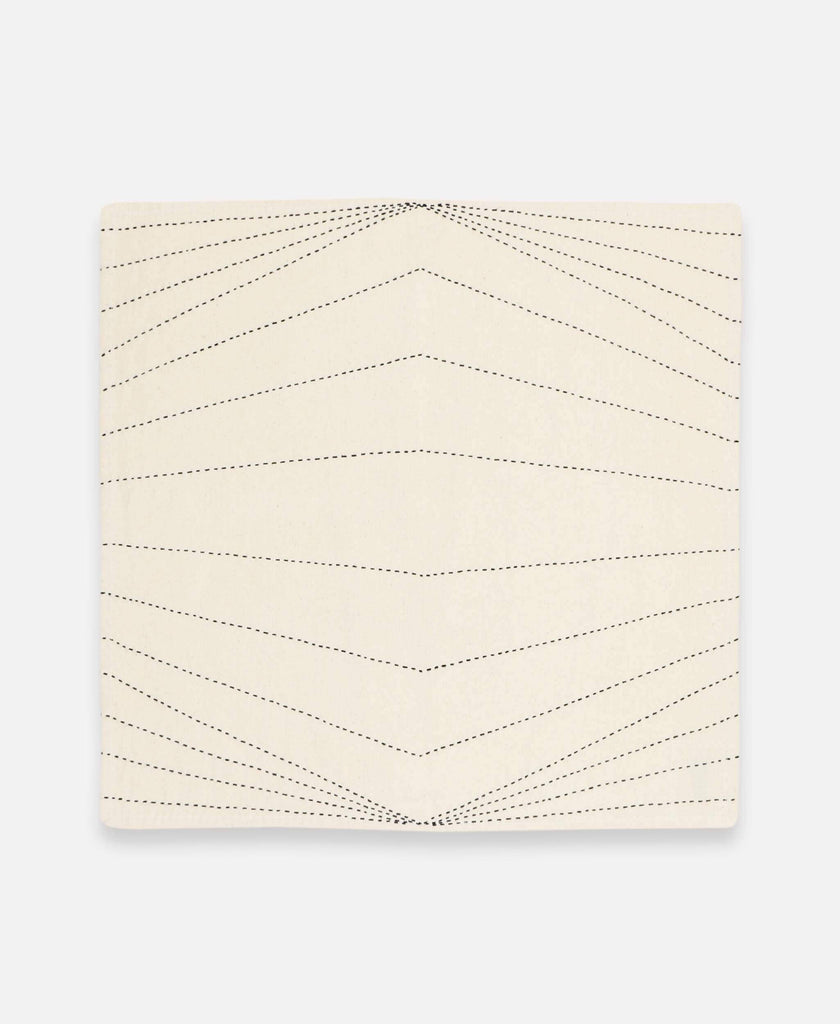 organic cotton ivory napkin set with hand-stitched prism design made by Anchal Project artisans